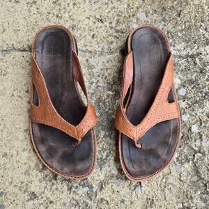 Merrell Tetra Thong Antique Orange Sandal Womens 8 Slip On Thong Casual Leather